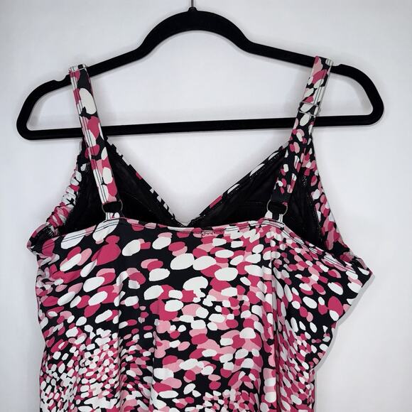 Swim 365 Women’s Speckled Tankini Swim Top Pink Black Size 20 - Picture 4 of 6
